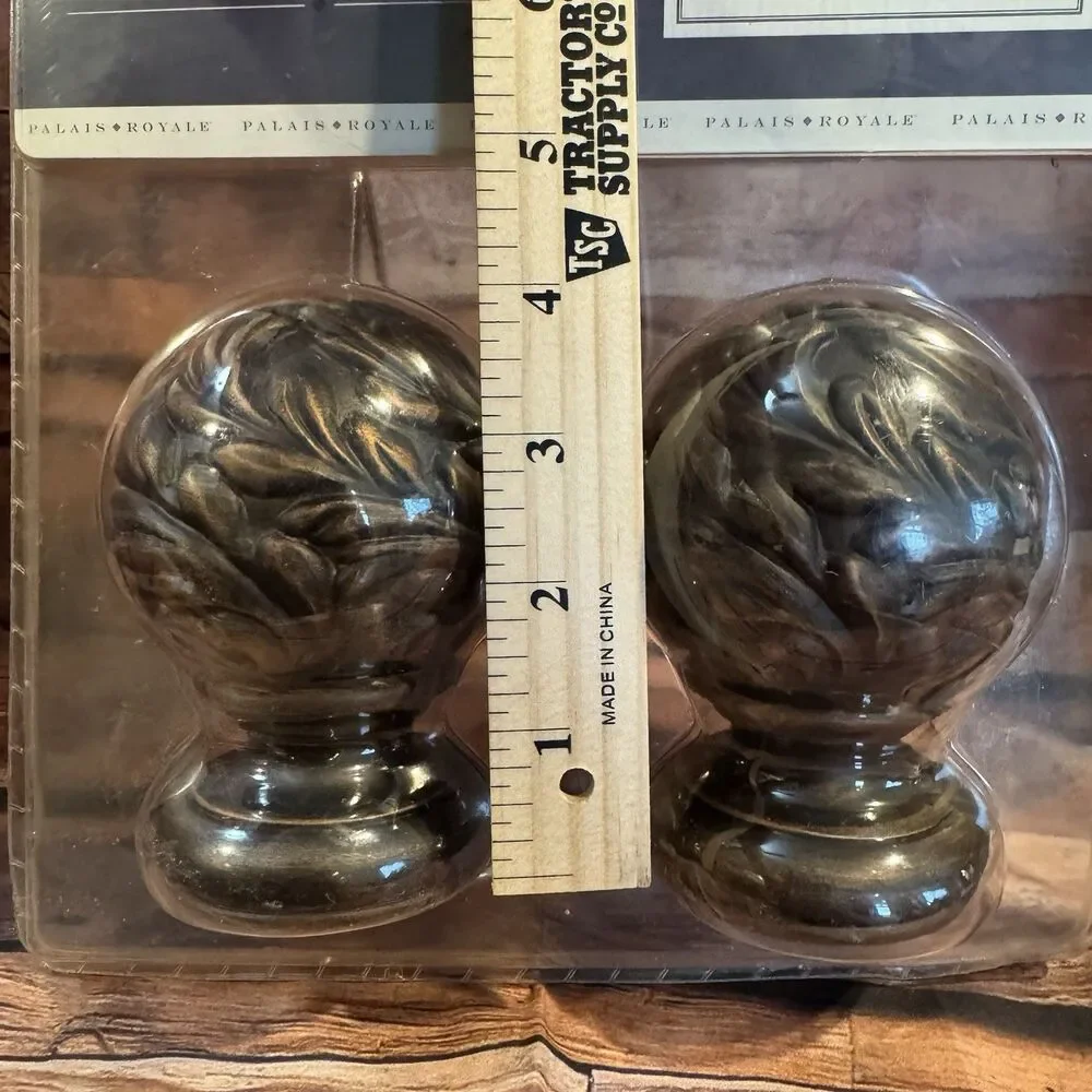 Palais Royale Valencia Twist Ball Finial Pair Venetian Black Curtain Rod Set New